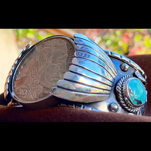 Custom made Silver and Turqouise cuff only 10 made - Picture 5 of 7